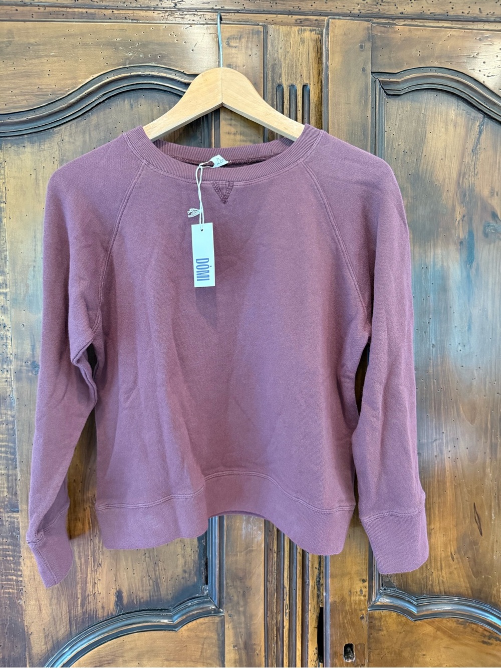 NWT Domi Sweatshirt Womens Small Purple Organic Cotton Terry Crewneck Pullover